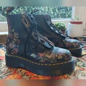 Dr. Martens Sinclair Decayed flowers Platform Boots, Size 6